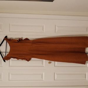 The Odells overall maxi dress, with pockets XL burnt orange